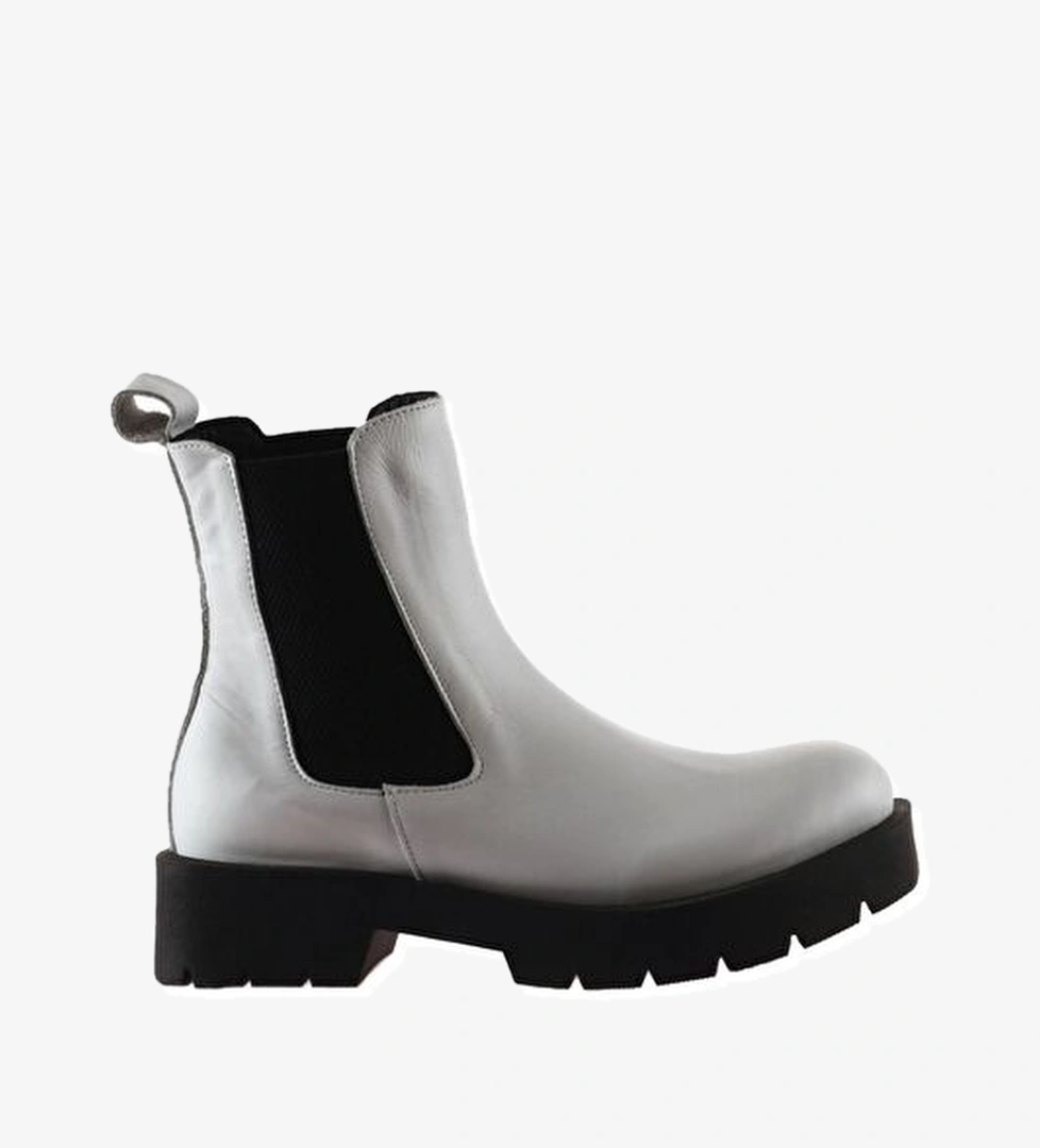 Bueno Shoes Beyaz Deri Kadın Düz Bot 01wt2506 - Görsel 1