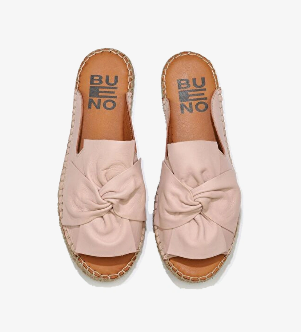 Bueno Shoes Pembe Deri Kadın Espadril Terlik 01wn1632 - Görsel 1