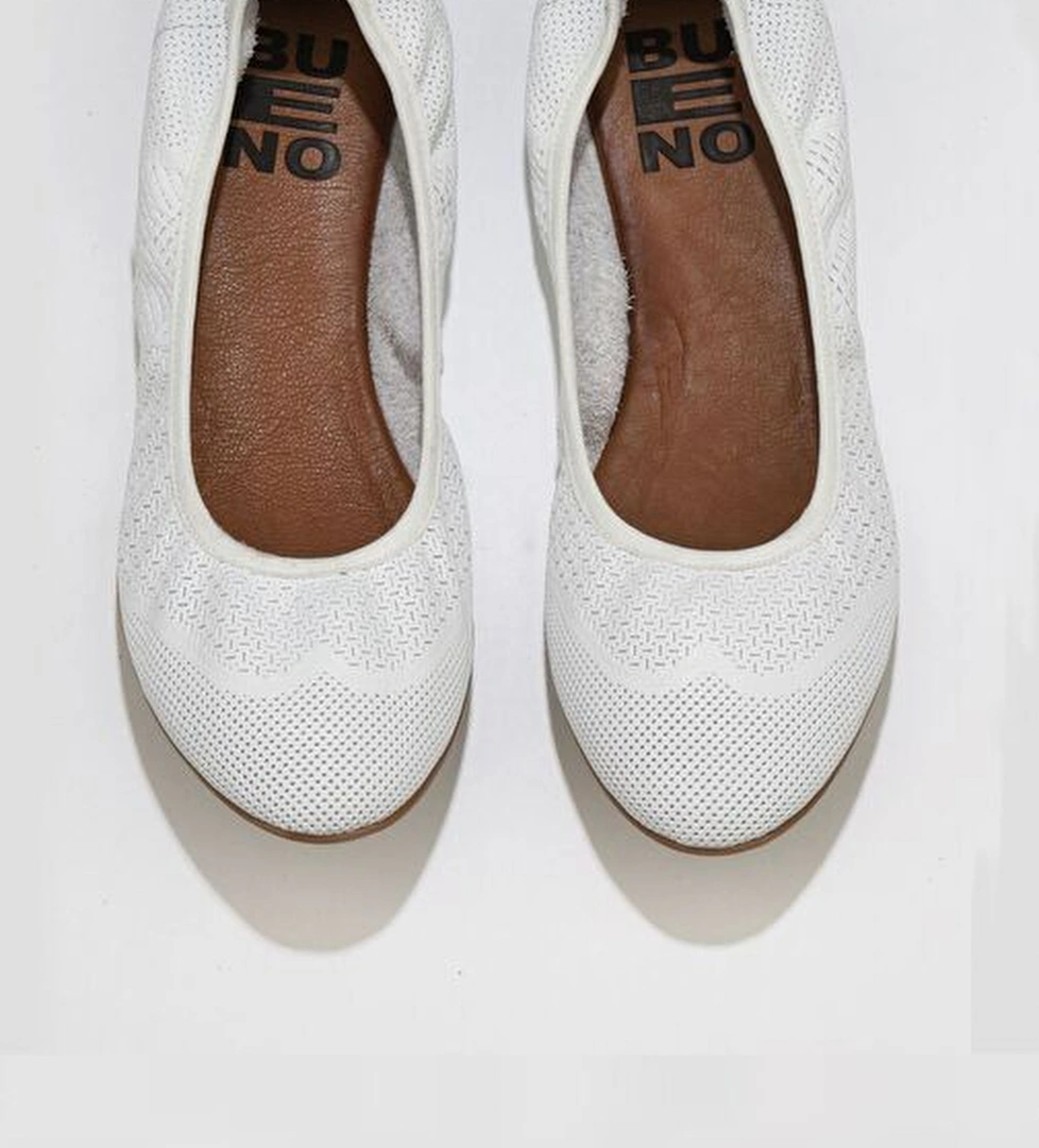 Bueno Shoes Beyaz Deri Kadın Babet 01wq0117 - Görsel 1