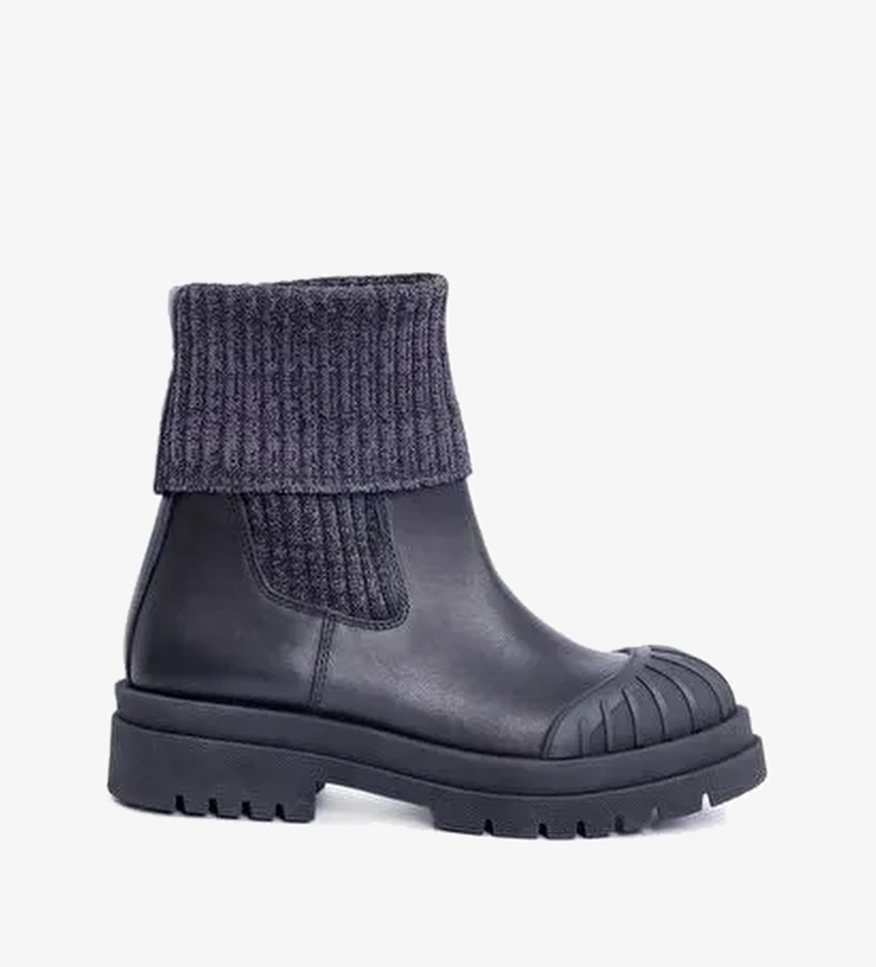 Bileği Triko Detaylı Deri Bot - Görsel 1