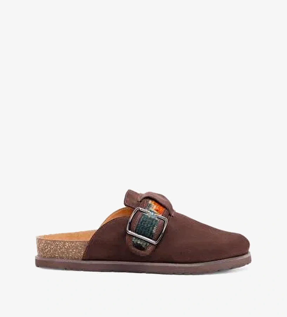 Şerit Detaylı Deri Terlik - Görsel 1