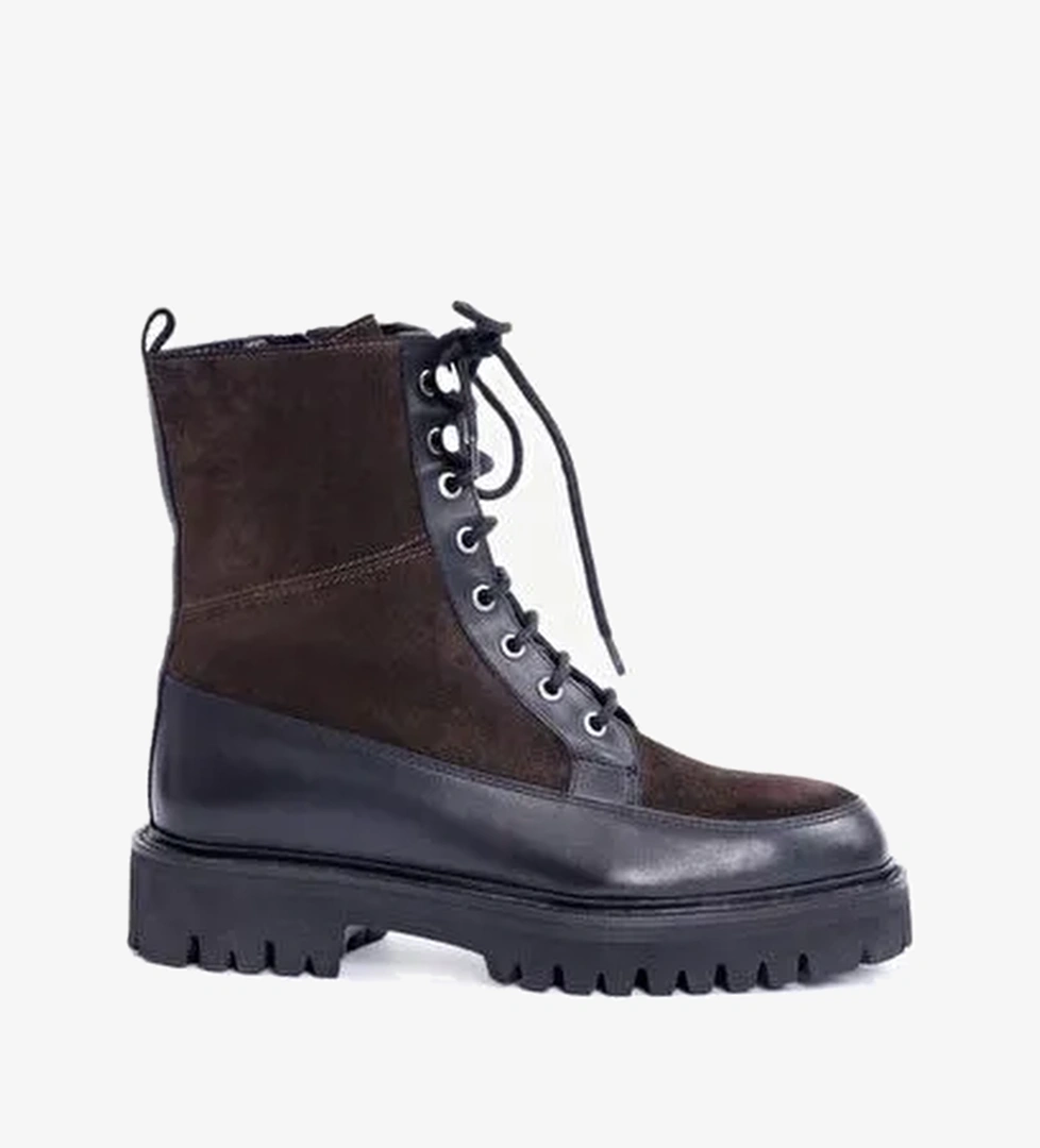 Kalın Tabanlı Deri Bağcıklı Postal Bot - Görsel 1