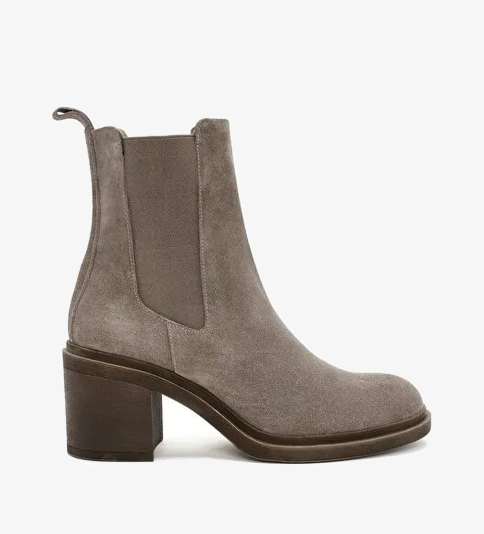 Kadın Vizon Kalın Topuklu Süet Deri Chelsea Bot 25WFD151510 - Görsel 1