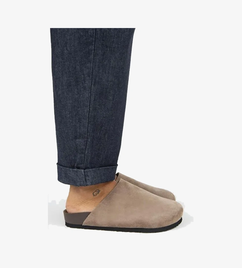 Manijero Ruzqahi Kadın Deri Hakiki Deri Düz Sabo Vizon Terlik - Görsel 1