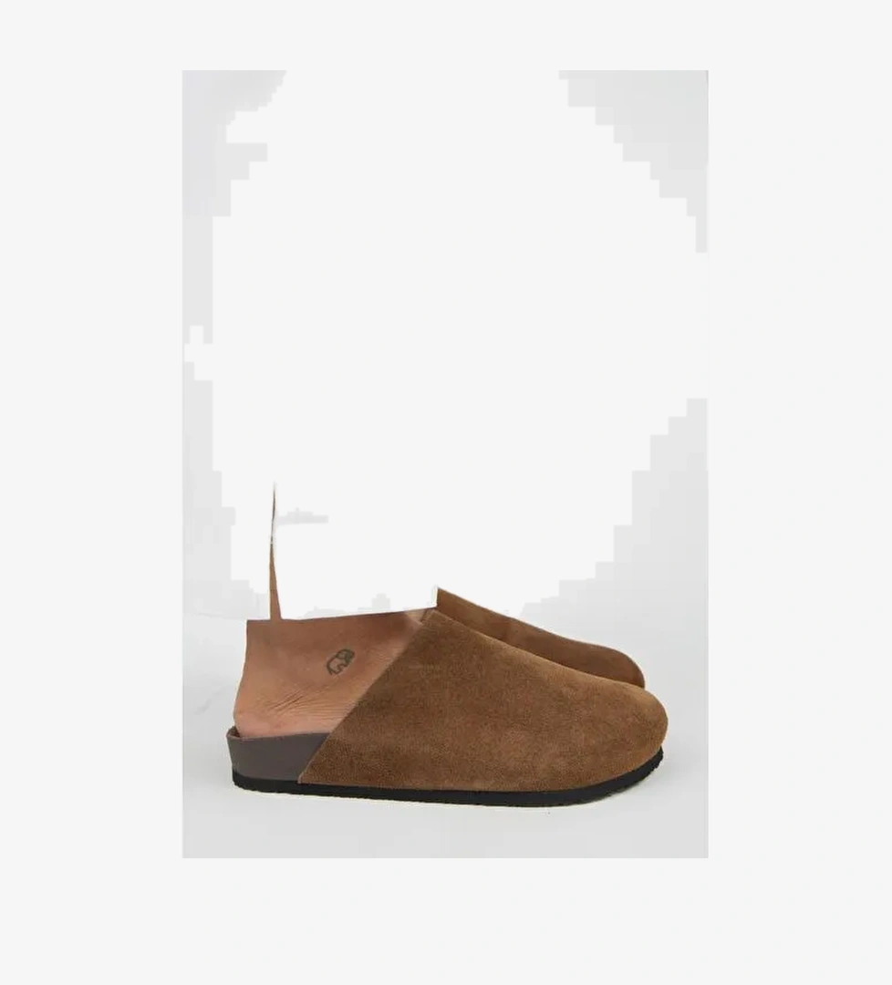 Manijero Ruzqahi Kadın Deri Hakiki Deri Düz Sabo Taba Terlik - Görsel 1