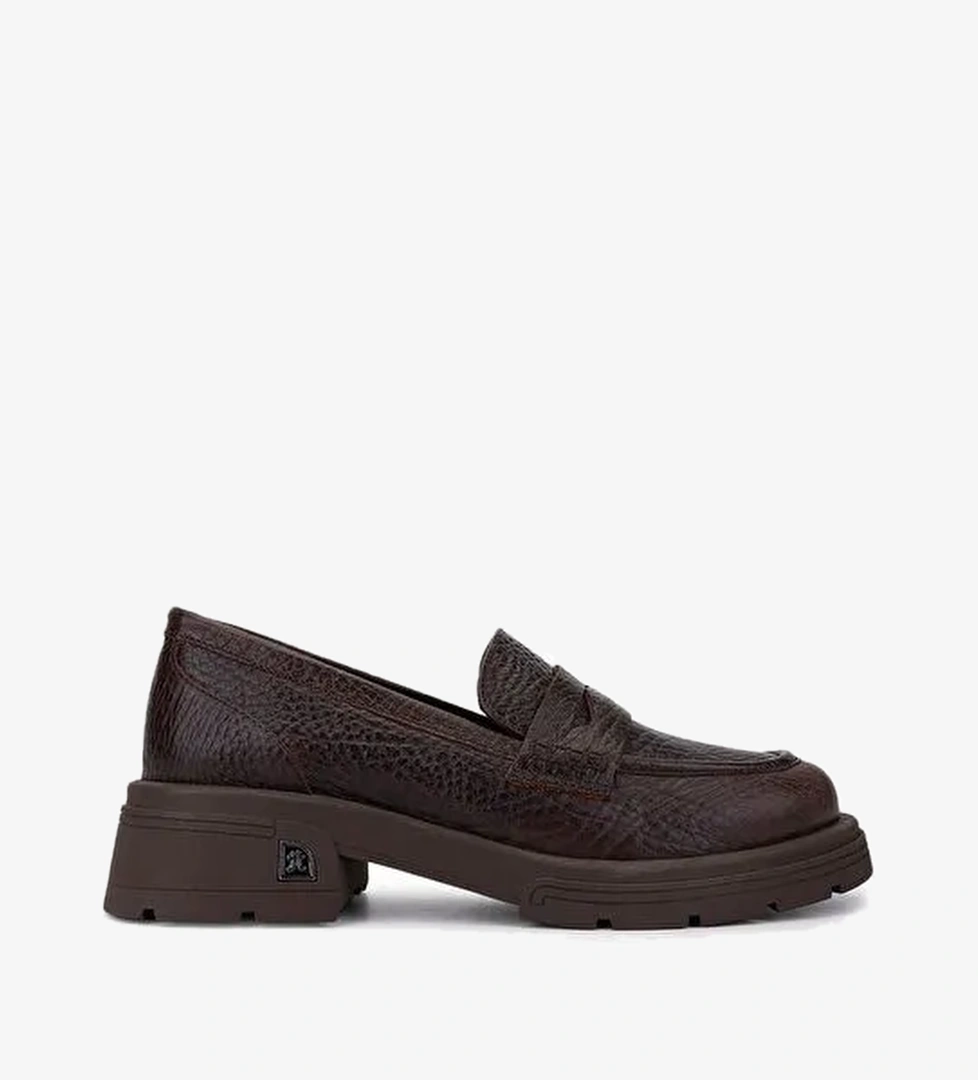 Tamer Tanca Kadın Hakiki Deri Kahverengi Loafer Ayakkabı - Görsel 1