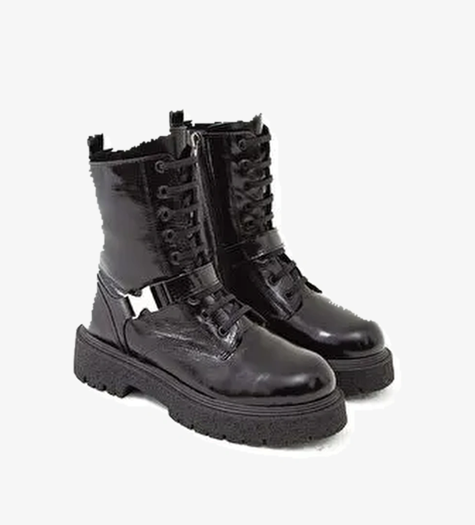 Tamer Tanca Kadın Hakiki Deri Siyah Rugan POSTAL Bot - Görsel 1