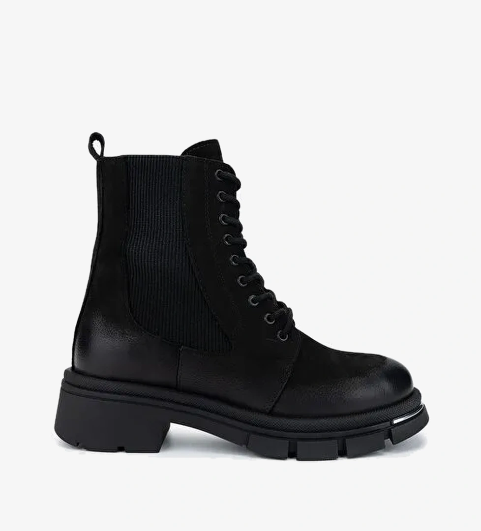 Valmenti Kadın Hakiki Deri Siyah Nubuk Casual Bot - Görsel 1