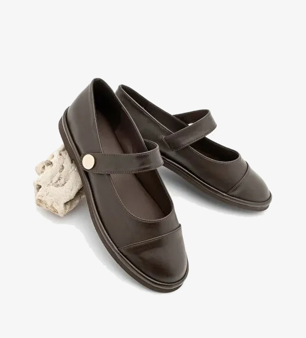 Kadın Loafer Bantlı Cırt Cırtlı Günlük Ayakkabı Vorpe Kahve - Görsel 1