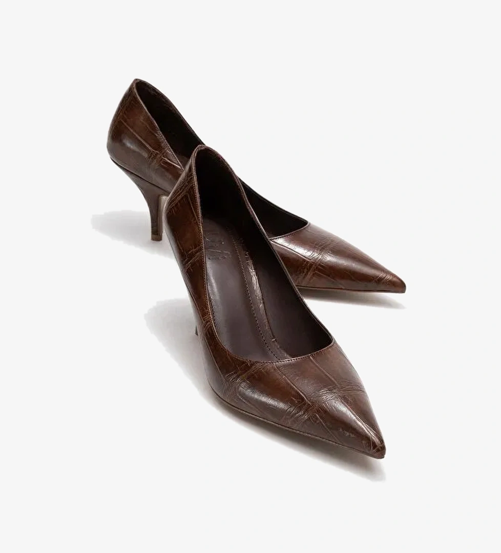 MARCUS Açık Kahverengi Baskı Kadın Topuklu Ayakkabı - Görsel 1