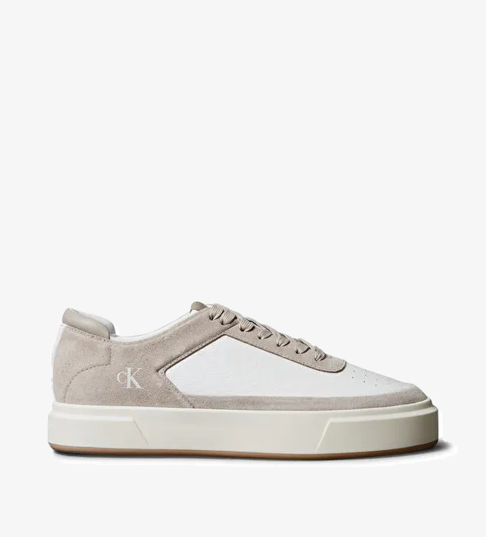 Calvin Klein Beyaz Erkek Sneaker BASKET CUPSOLE LACEUP LTH-SU - Görsel 1