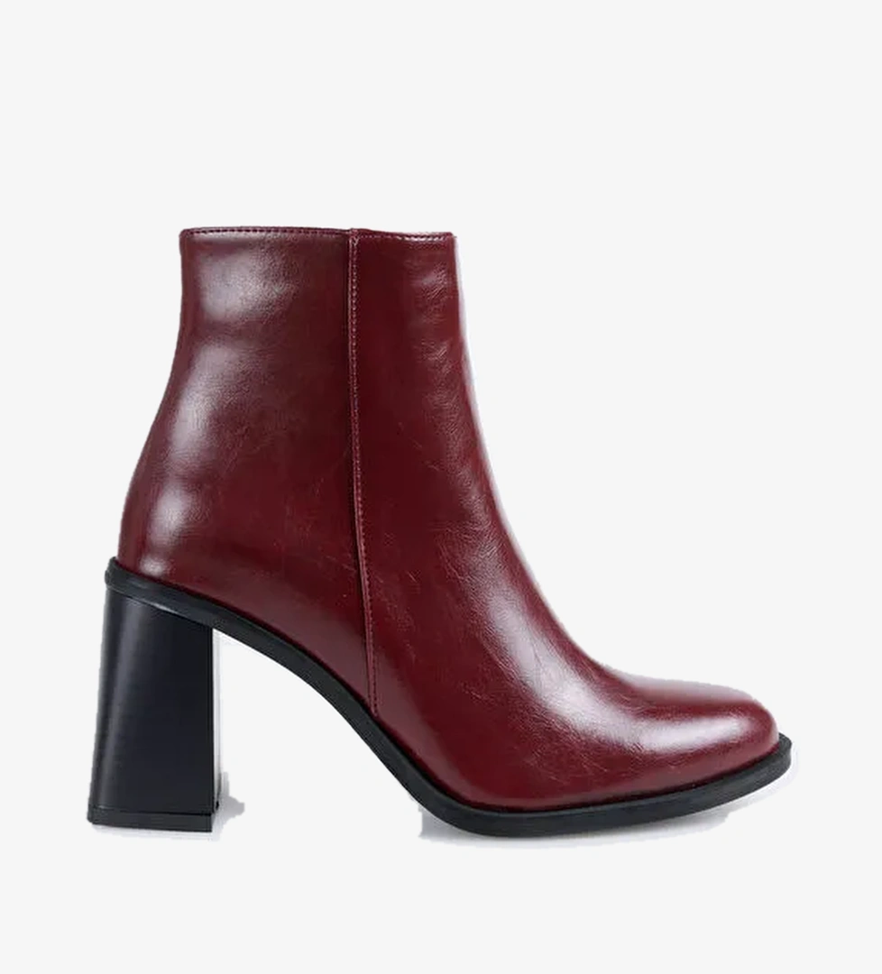Fabrika Bordo Kadın Topuklu Bot BLOCK-BELLA - Görsel 1