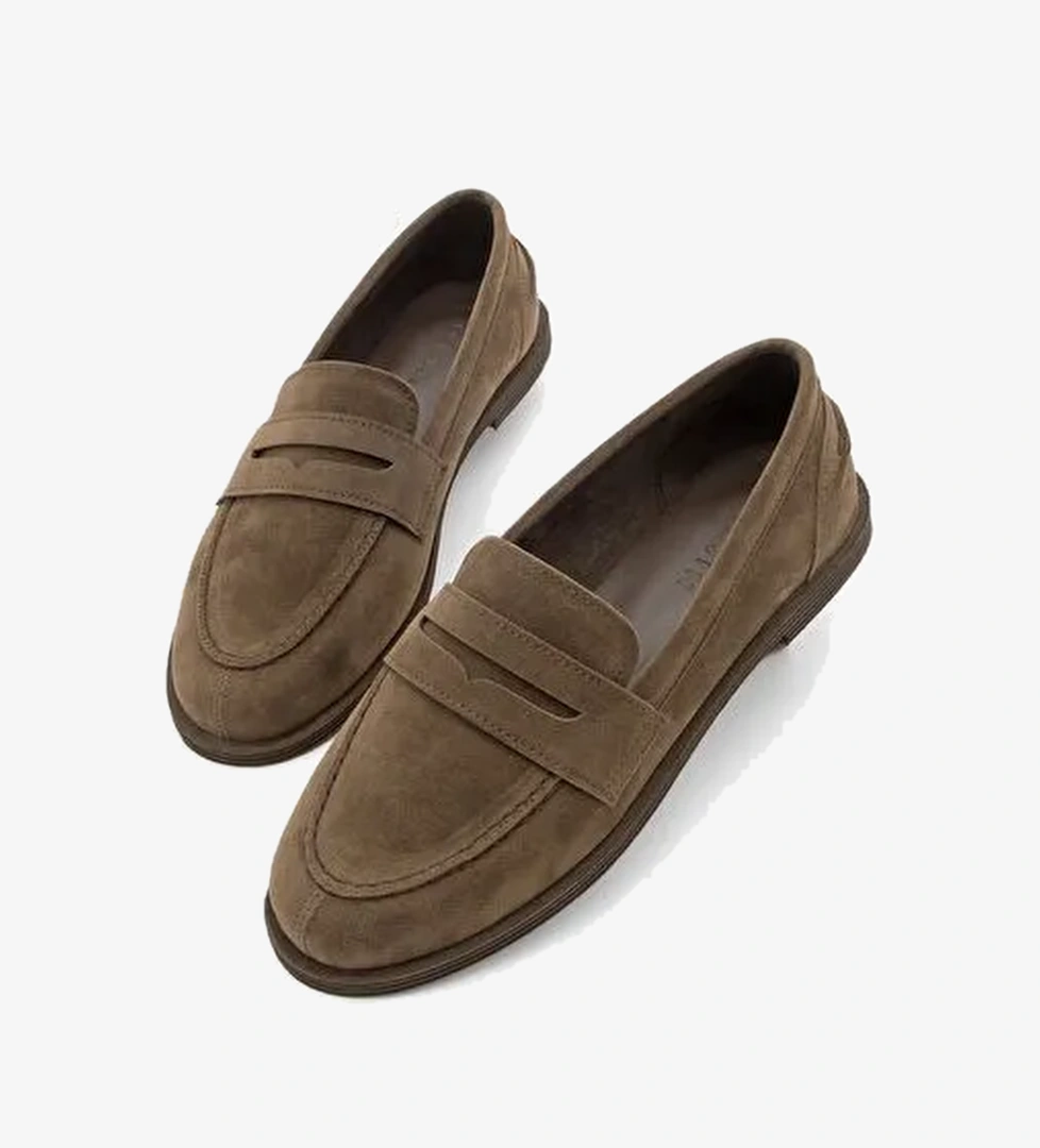 Kadın Loafer Düz Taban Makosen Günlük Ayakkabı Benif Kahve Süet - Görsel 1