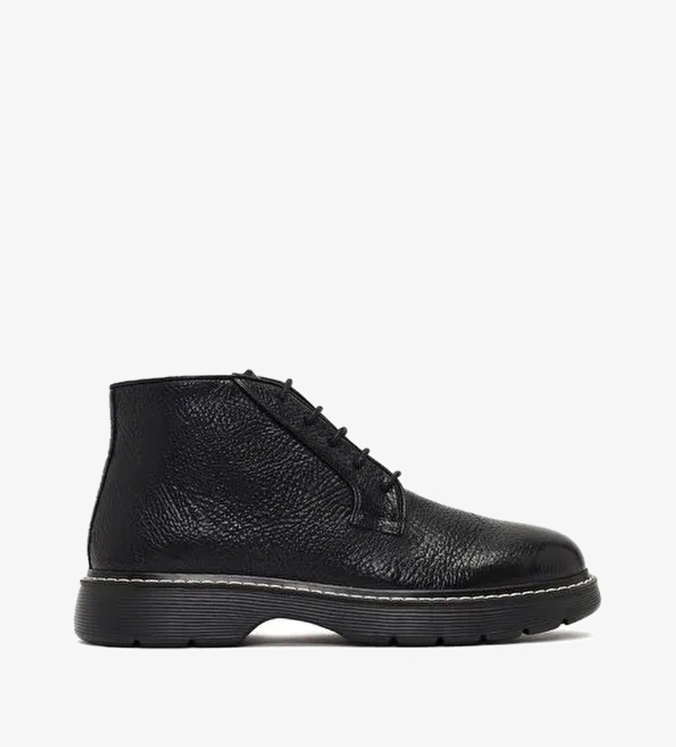 Erkek Siyah Bağcıklı Fermuarlı Deri Casual Bot 25WFD6121FT - Görsel 1