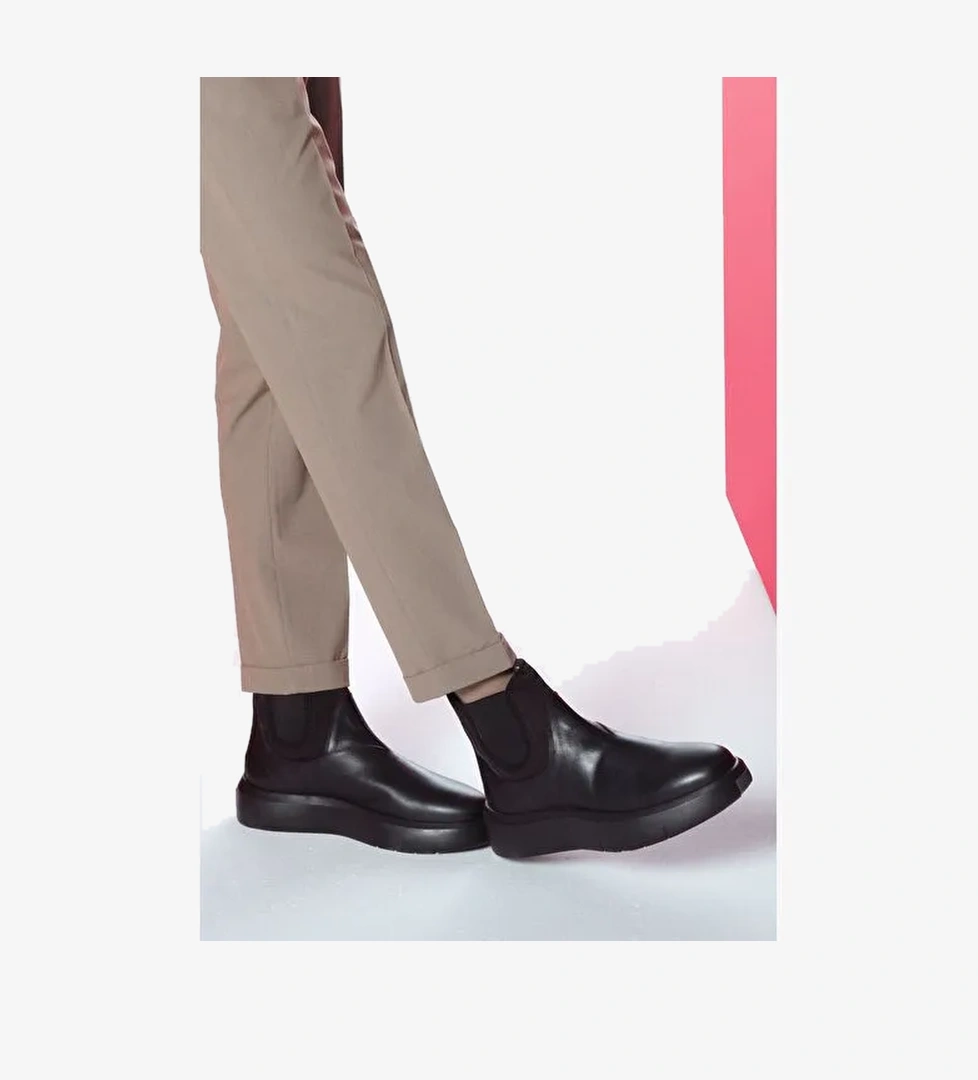 Erkek Siyah Kalın Tabanlı Deri Chelsea Bot 25WFD631918 - Görsel 1