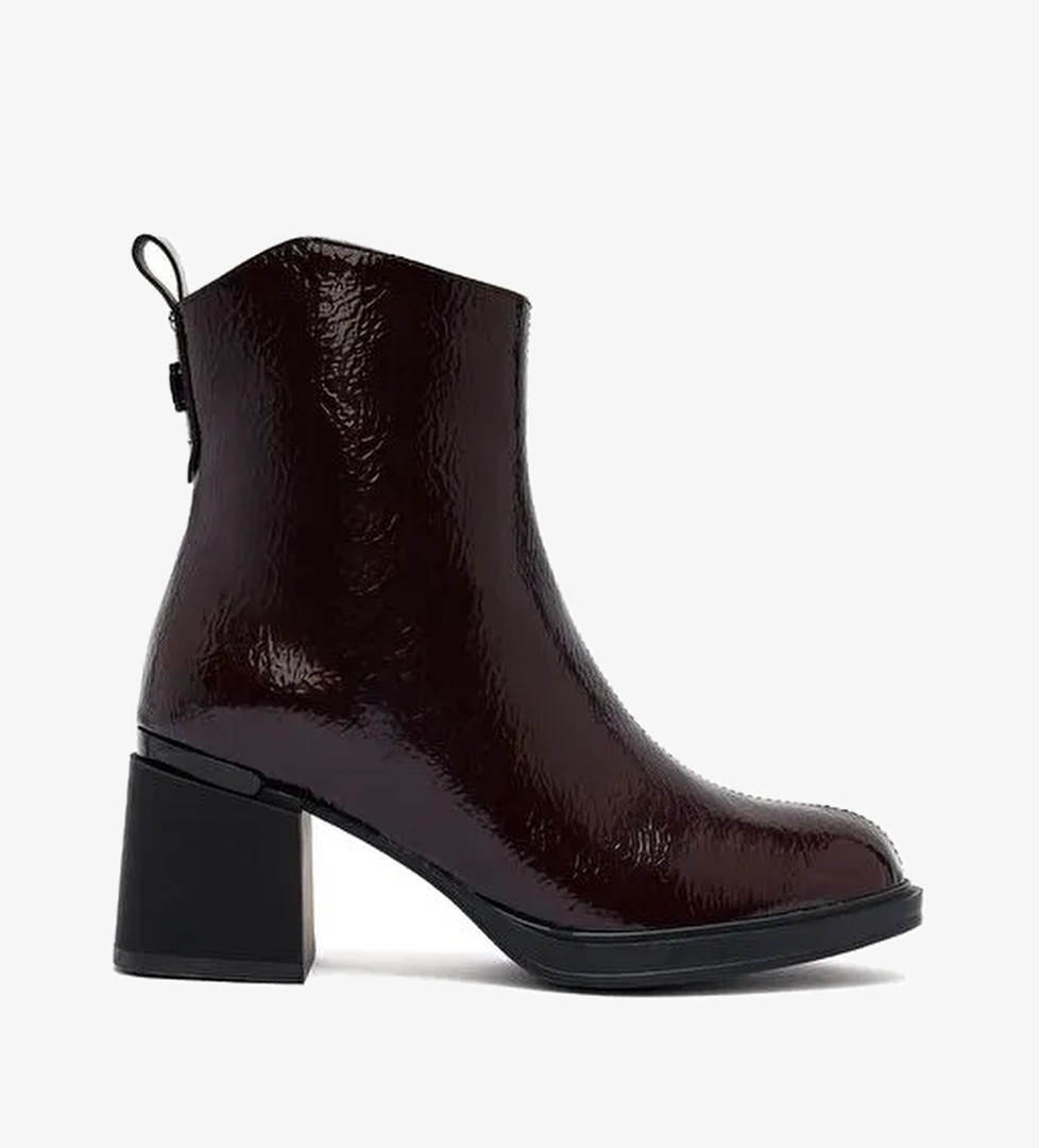 Kadın Bordo Fermuarlı Kalın Topuklu Bot 25WFE401816 - Görsel 1