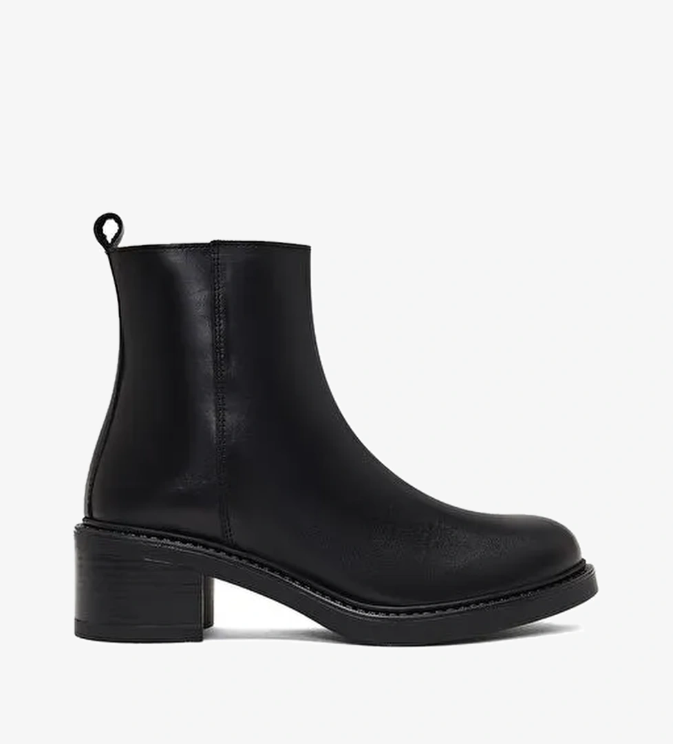 Kadın Siyah Fermuarlı Deri Bot 25WFD187418 - Görsel 1