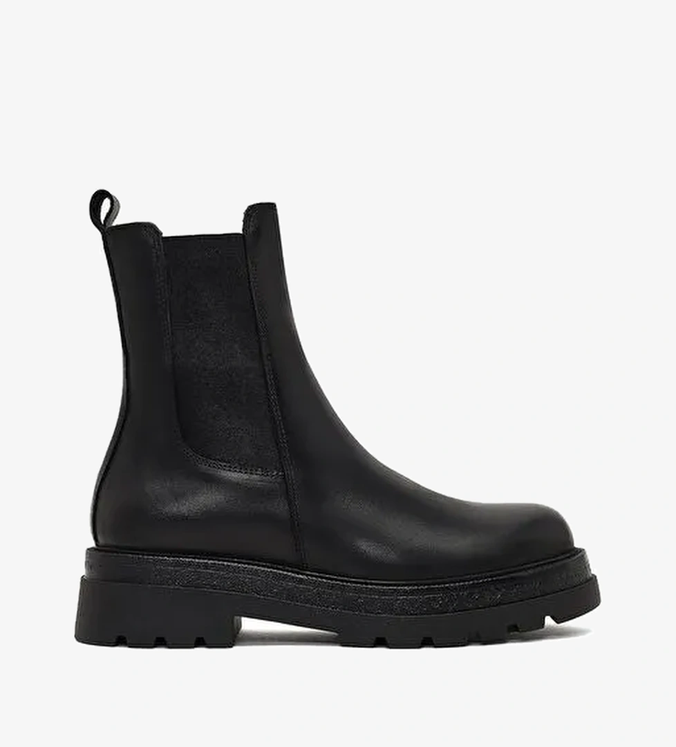 Kadın Siyah Kalın Tabanlı Deri Chelsea Bot 25WFD187318 - Görsel 1