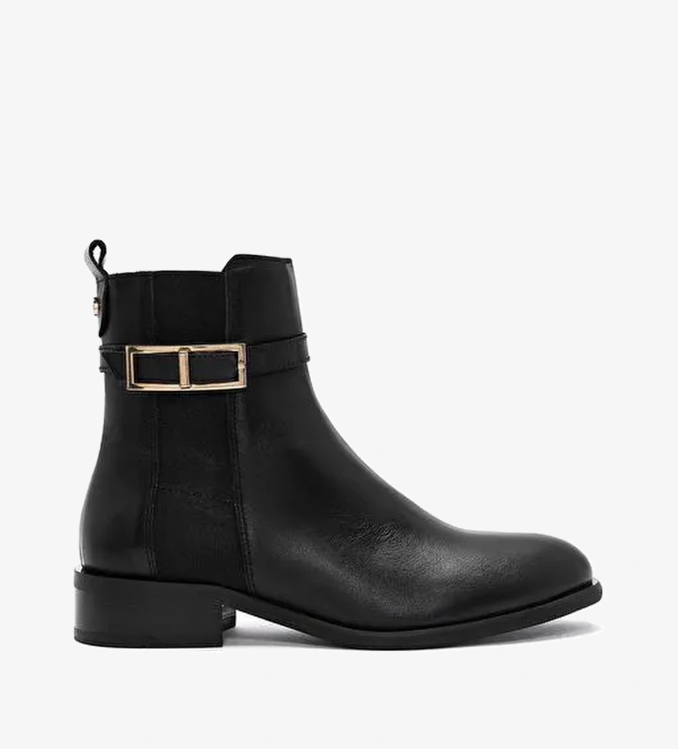 Kadın Siyah Fermuarlı Deri Bot 25WFD280218 - Görsel 1