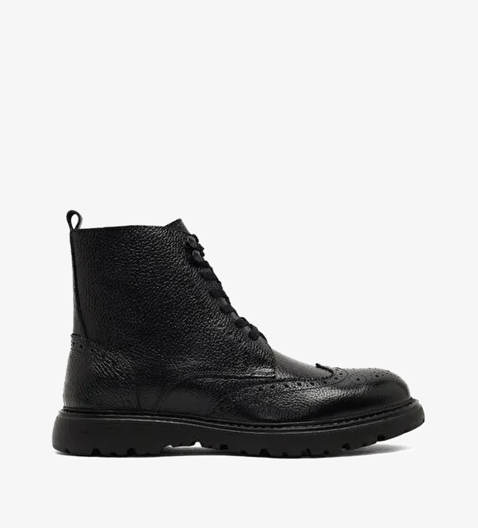 Erkek Siyah Fermuarlı Deri Bot 25WFD8202FT - Görsel 1