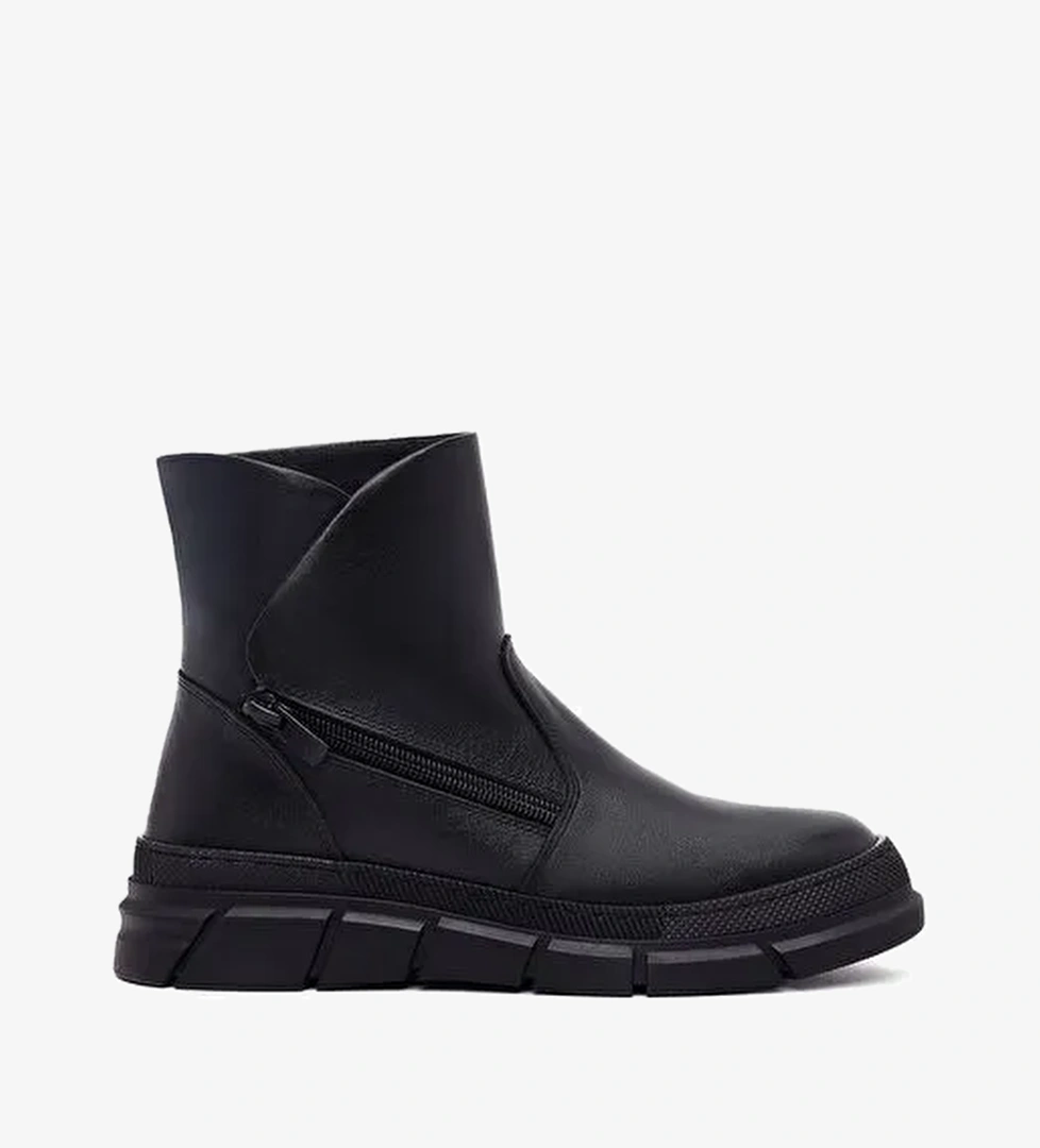 Kadın Siyah Deri Comfort Bot 25WFD360518 - Görsel 1