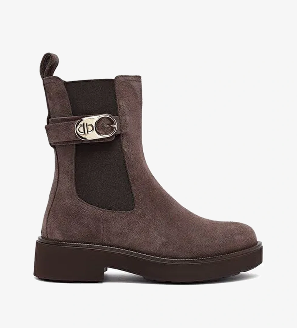 Kadın Vizon Kalın Tabanlı Süet Deri Chelsea Bot 25WFD202010 - Görsel 1