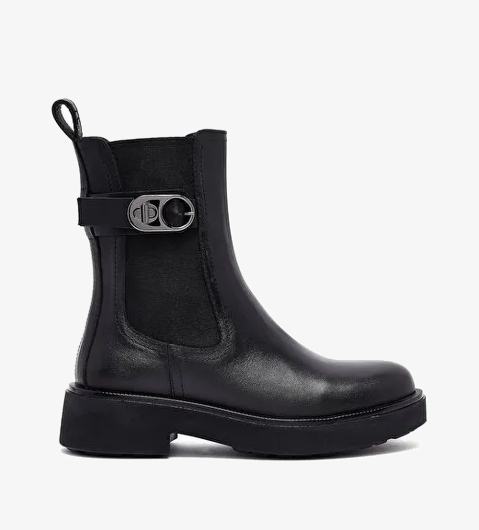 Kadın Siyah Kalın Tabanlı Deri Chelsea Bot 25WFD202018 - Görsel 1