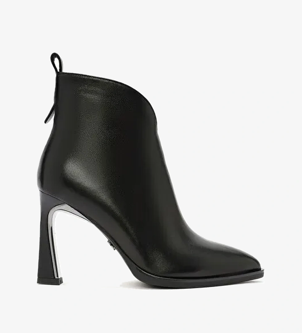 Kadın Siyah Fermuarlı Topuklu Deri Bot 25WFD490018 - Görsel 1