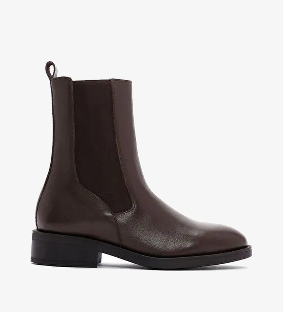 Kadın Kahverengi Fermuarlı Deri Casual Bot 25WFD550018 - Görsel 1