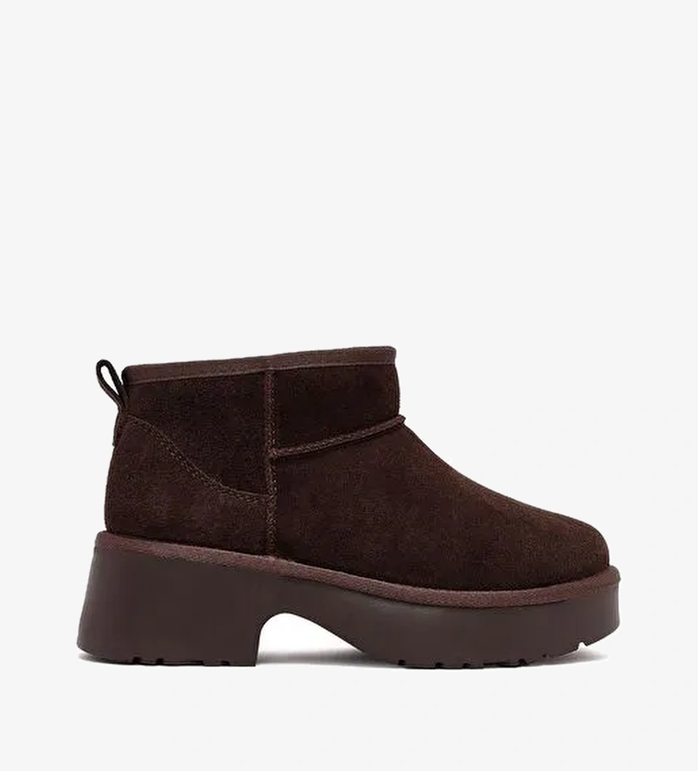 Kadın Kahverengi Kalın Tabanlı Kürklü Süet Deri Teddy Bot 25WFD478510 - Görsel 1