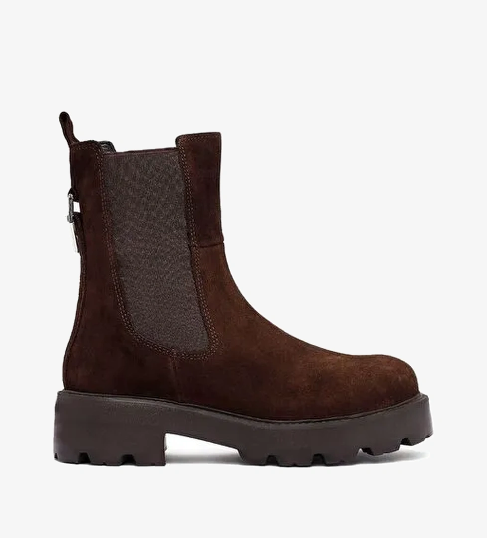 Kadın Kahverengi Kalın Tabanlı Süet Deri Chelsea Bot 25WFD186310 - Görsel 1