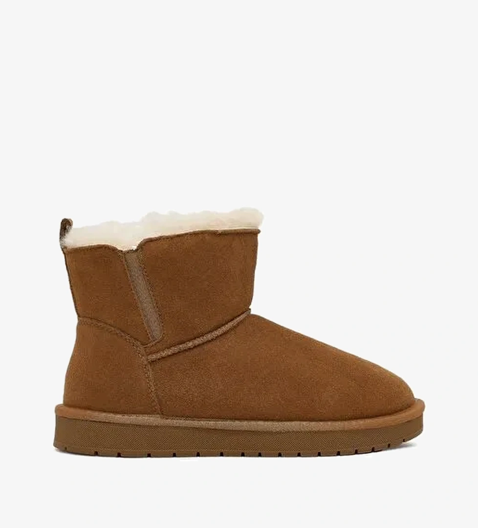 Kadın Camel Süet Deri Teddy Bot 25WFD478110 - Görsel 1