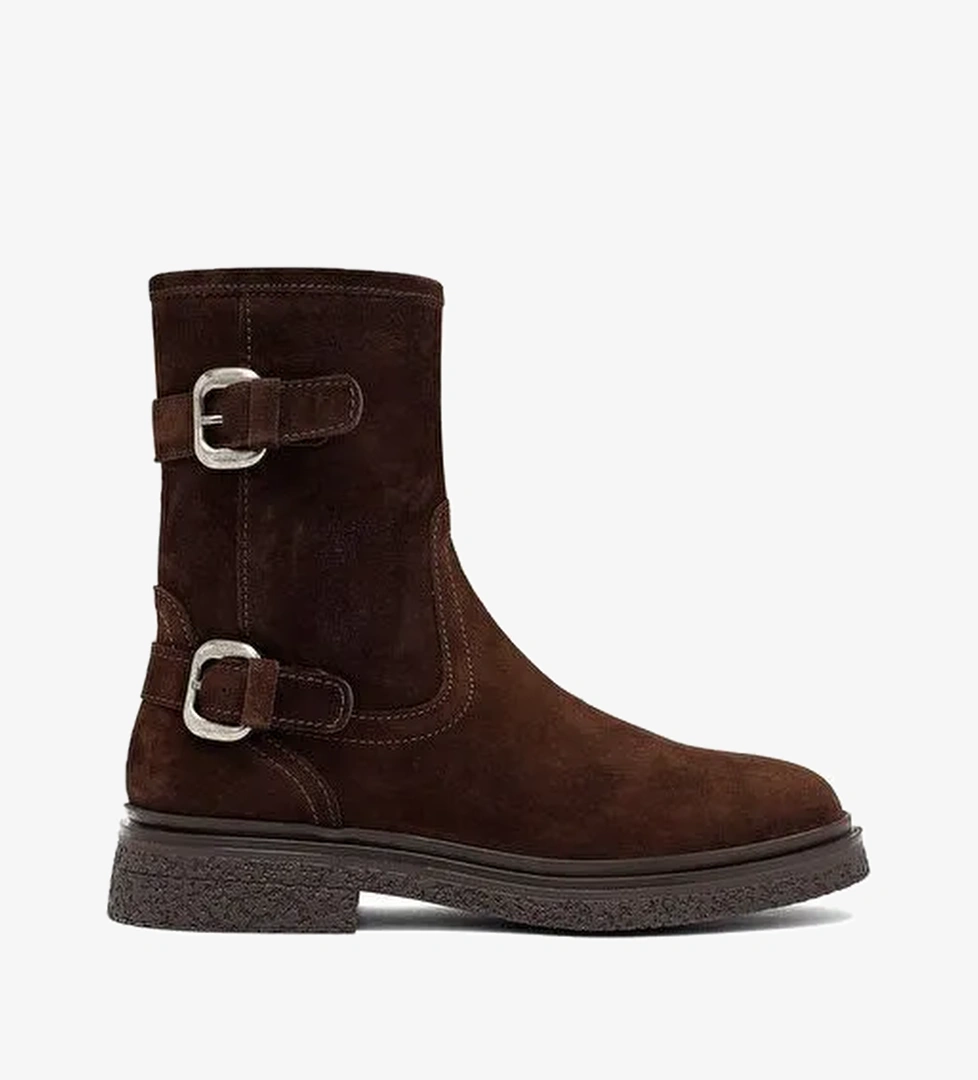 Kadın Kahverengi Fermuarlı Süet Deri Bot 25WFD186710 - Görsel 1