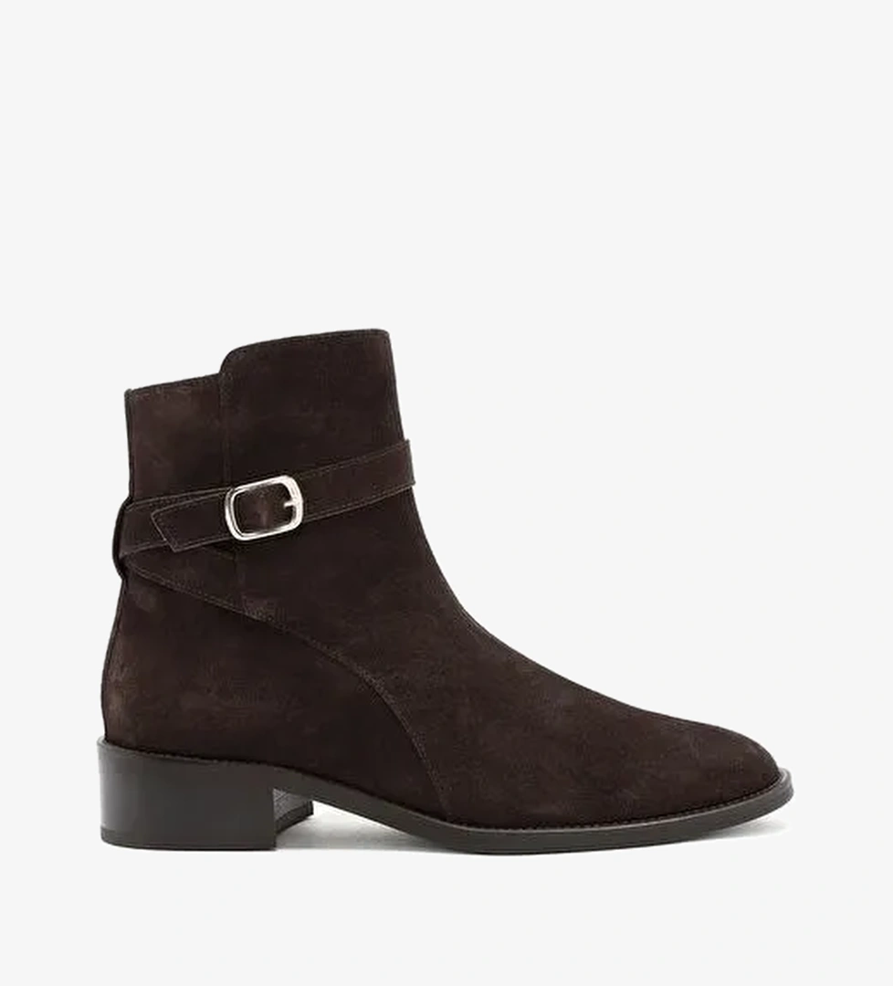 Kadın Kahverengi Fermuarlı Süet Deri Bot 25WFD150910 - Görsel 1