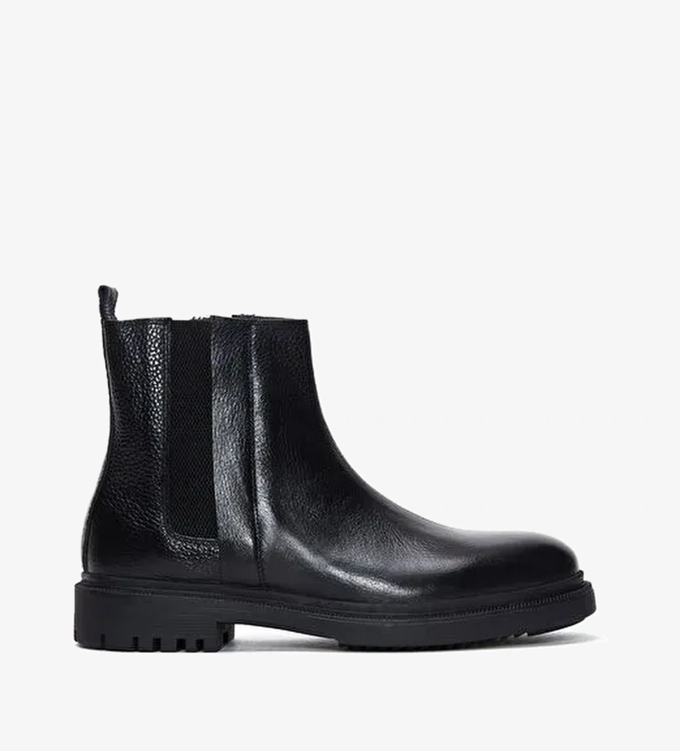 Erkek Siyah Fermuarlı Deri Casual Bot 25WFD6304FT - Görsel 1