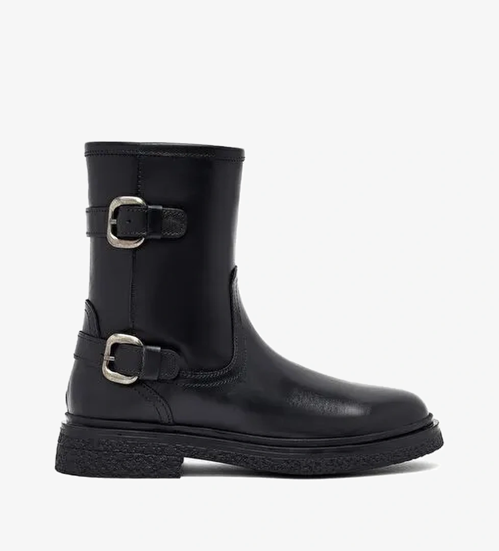 Kadın Siyah Fermuarlı Deri Bot 25WFD186718 - Görsel 1