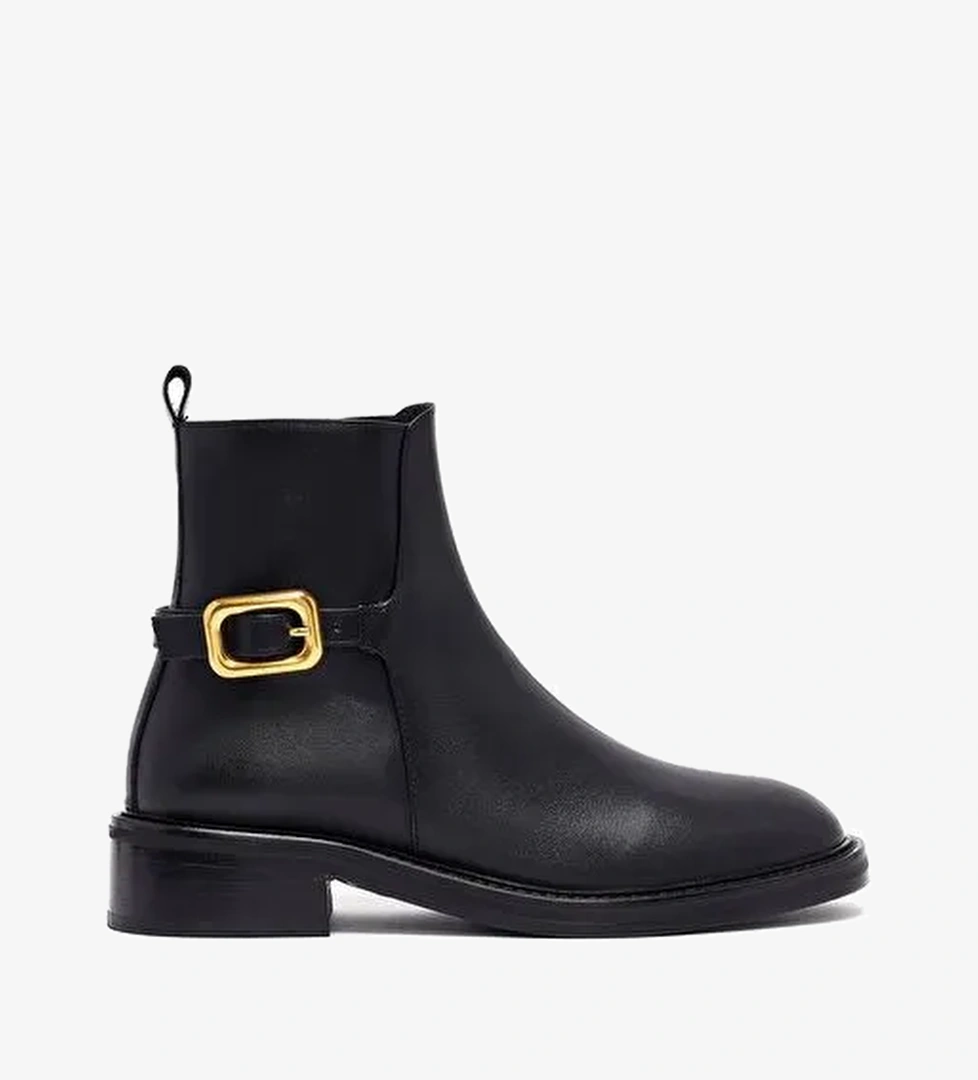 Kadın Siyah Fermuarlı Deri Bot 25WFD153618 - Görsel 1