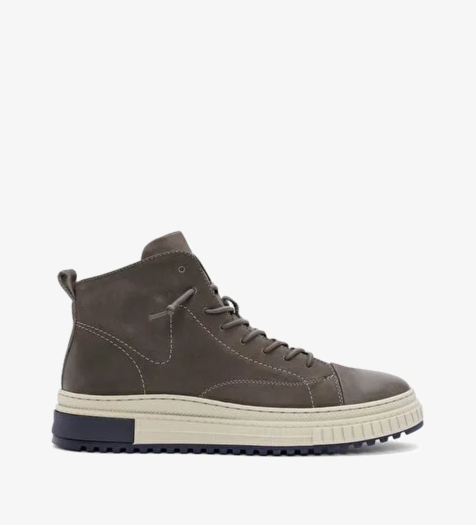 Erkek Vizon Fermuarlı Nubuk Deri Spor Bot 25WFD6929V3 - Görsel 1