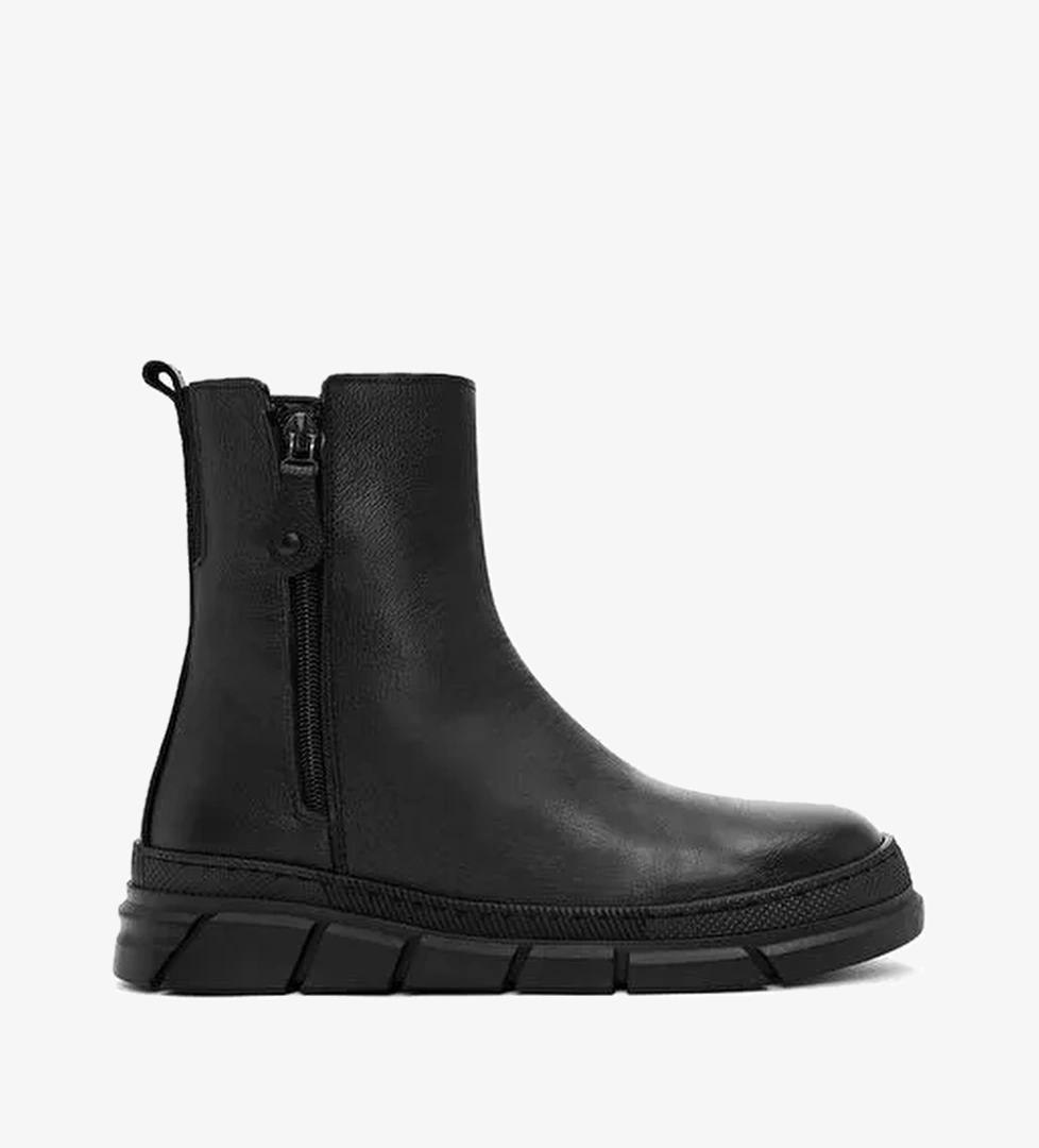 Kadın Siyah Fermuarlı Deri Comfort Bot 25WFD360418 - Görsel 1