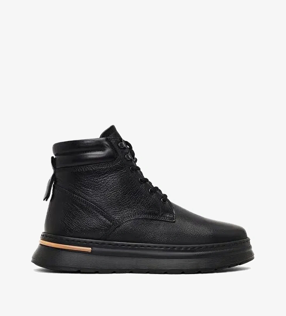 Erkek Siyah Bağcıklı Deri Casual Bot 25WFD7000FT - Görsel 1