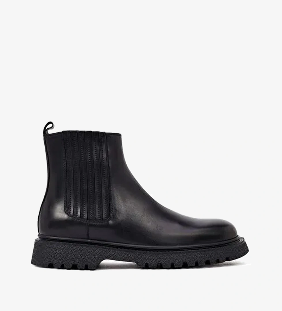 Erkek Siyah Kalın Tabanlı Deri Chelsea Bot 25WFD693718 - Görsel 1