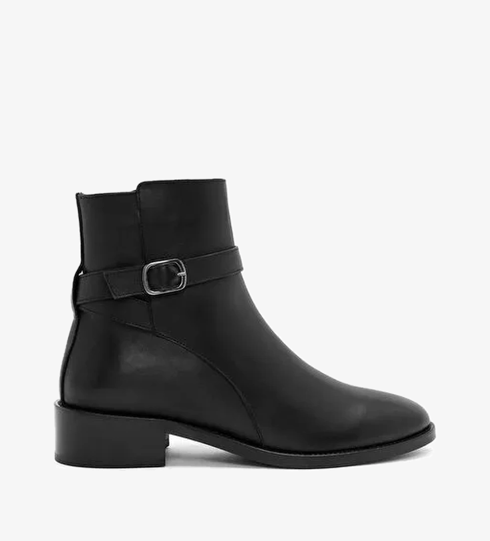 Kadın Siyah Fermuarlı Deri Bot 25WFD150918 - Görsel 1