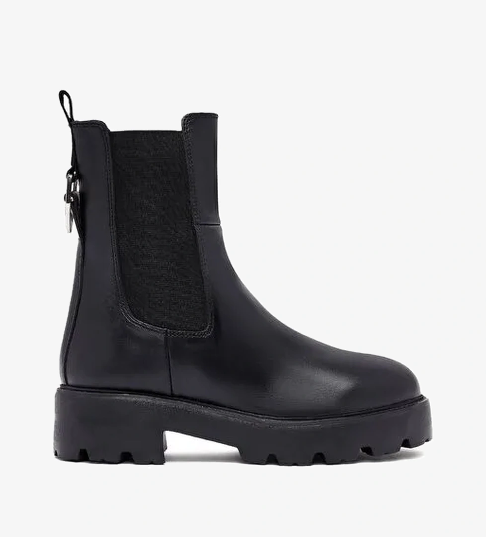 Kadın Siyah Kalın Tabanlı Deri Chelsea Bot 25WFD186318 - Görsel 1