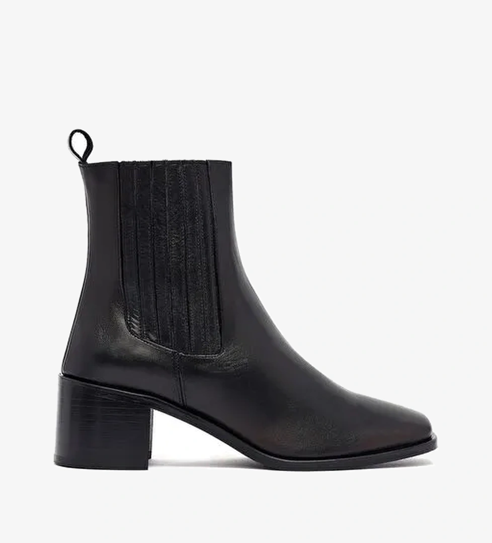 Kadın Siyah Kalın Topuklu Deri Chelsea Bot 25WFD188218 - Görsel 1