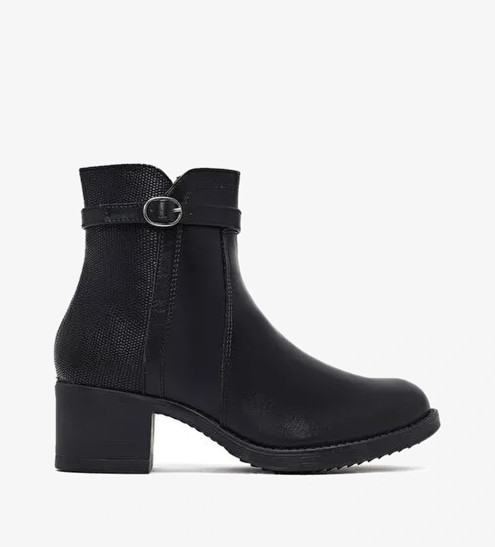 Kadın Siyah Fermuarlı Kalın Topuklu Bot 25WFE400914 - Görsel 1