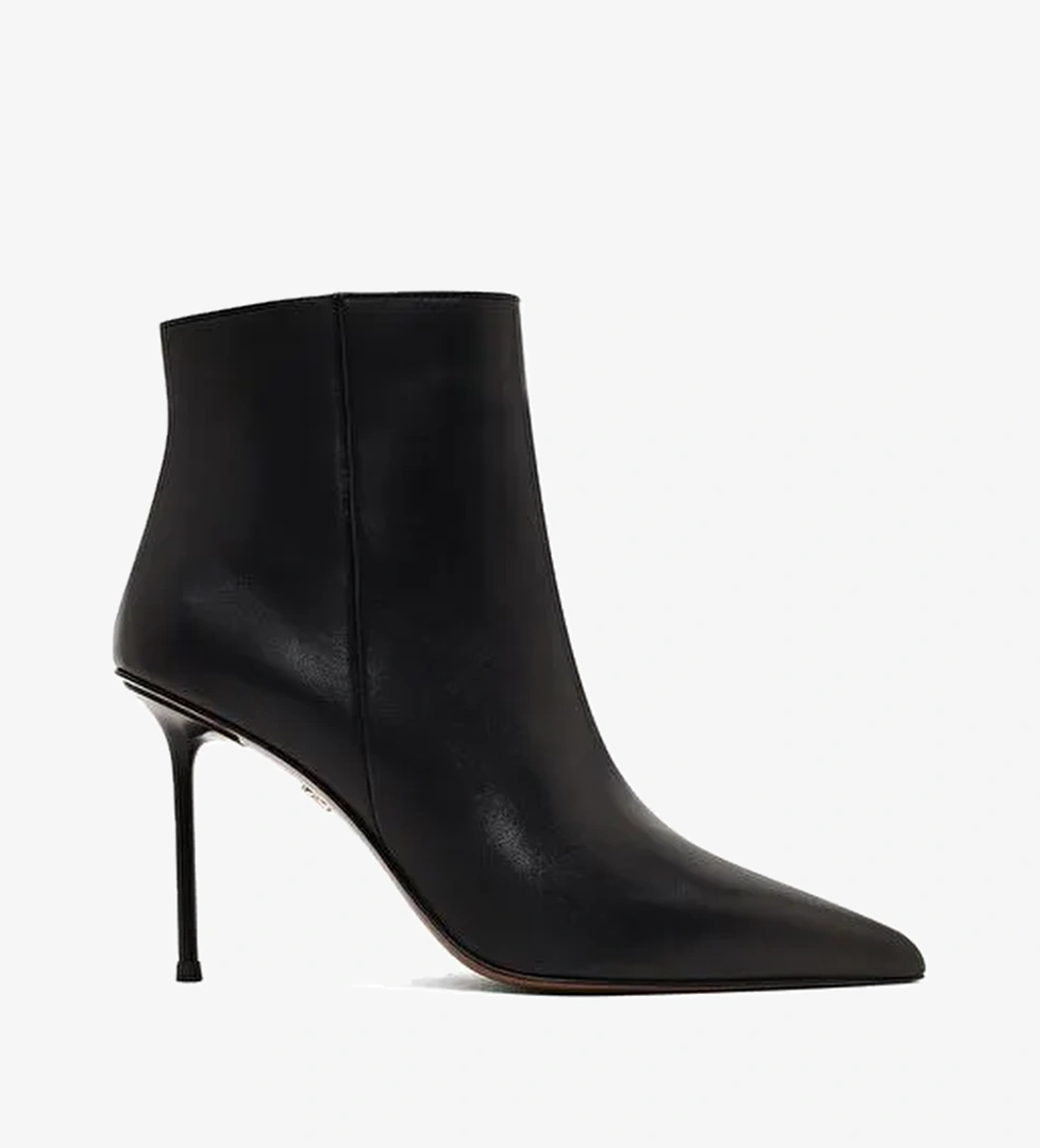 Kadın Siyah Fermuarlı İnce Topuklu Deri Bot 25WFD101218 - Görsel 1
