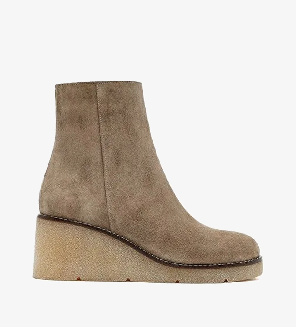 Kadın Vizon Fermuarlı Dolgu Topuklu Süet Deri Bot 25AFD152710 - Görsel 1