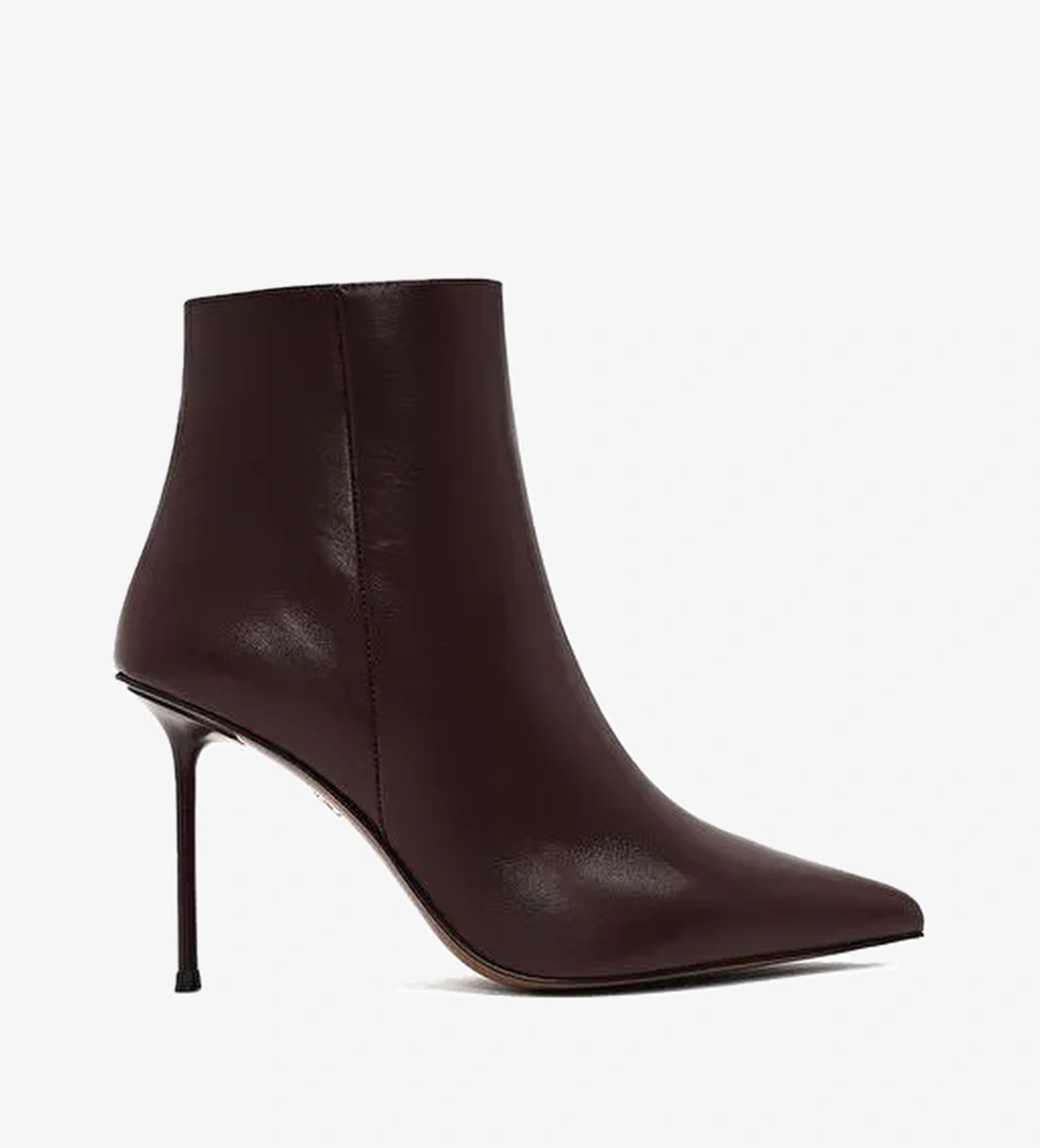 Kadın Bordo Fermuarlı İnce Topuklu Deri Bot 25WFD101218 - Görsel 1
