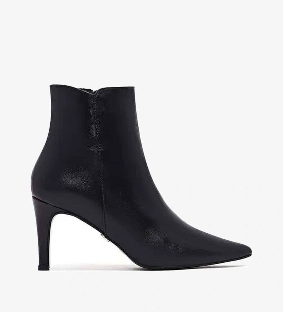 Kadın Siyah Fermuarlı İnce Topuklu Deri Bot 25WFD161118 - Görsel 1