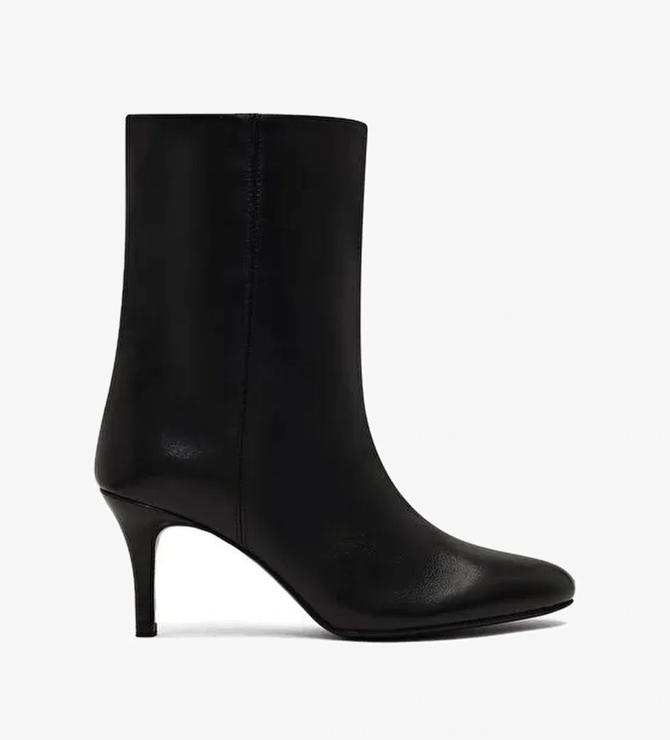Kadın Siyah İnce Topuklu Deri Bot 25WFD141516 - Görsel 1